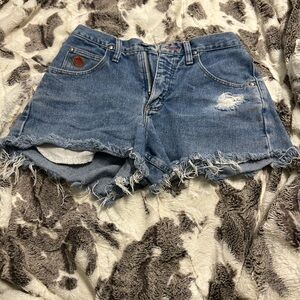 Classic Blue Frayed Denim Shorts